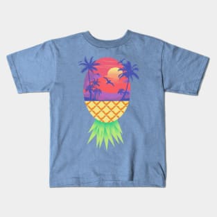 Pineapple Beach Sunset Landscape Kids T-Shirt